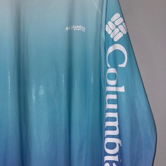 Columbia MENS fishing White and Blue Ombre Long Sleeve Shirt - Picture 3 of 3